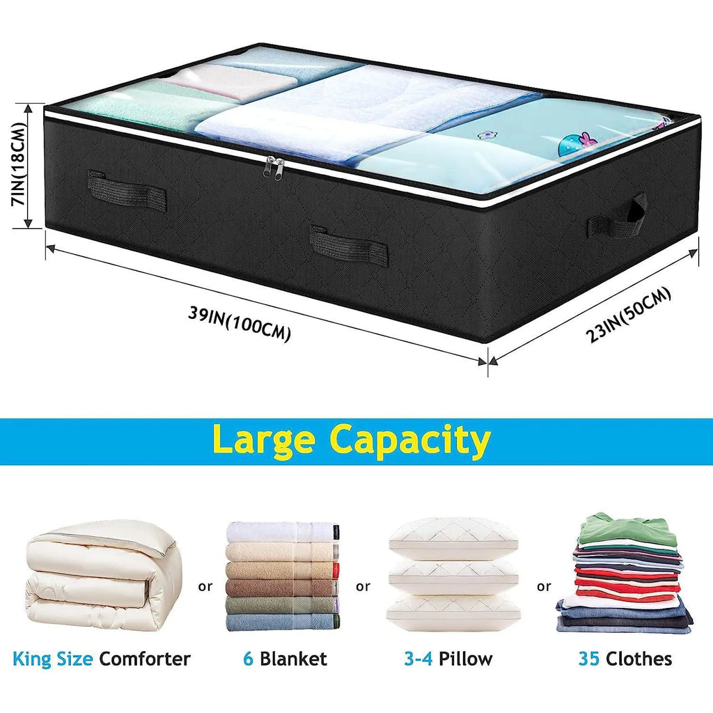 Under-Bed Storage Bags — Clear Window, Foldable