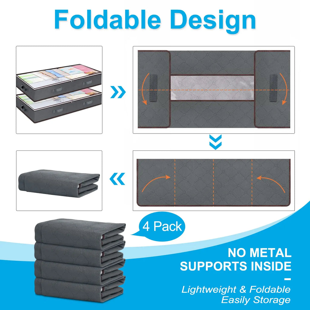 Under-Bed Storage Bags — Clear Window, Foldable