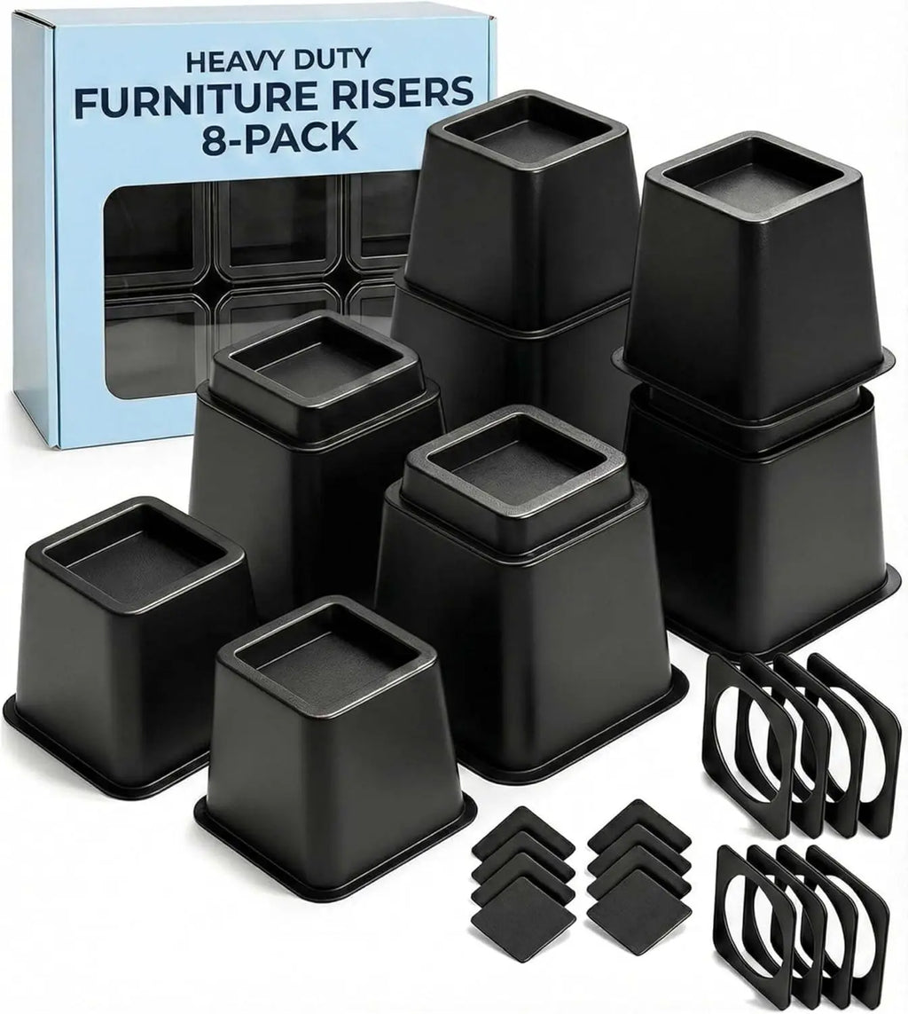 Adjustable Bed Risers — Set of 8, 3/5/8 Inch