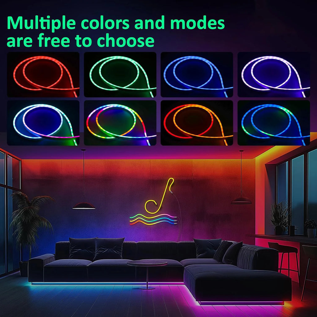 RGB LED Rope Lights — App & Remote Control, 10–30m