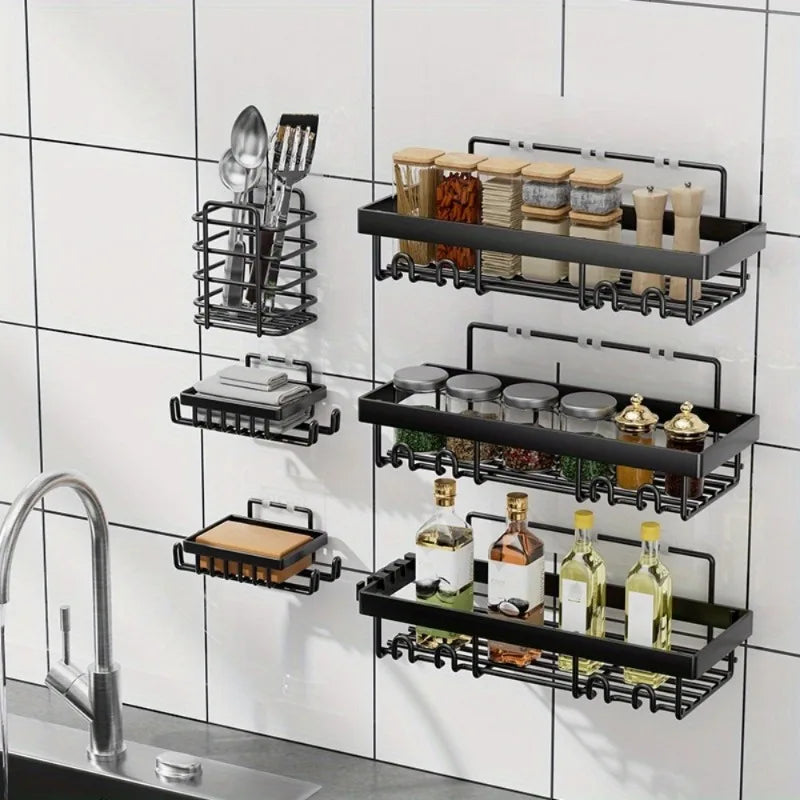 Adhesive Shower Caddy Shelf Set — 6 Pack, No Drilling