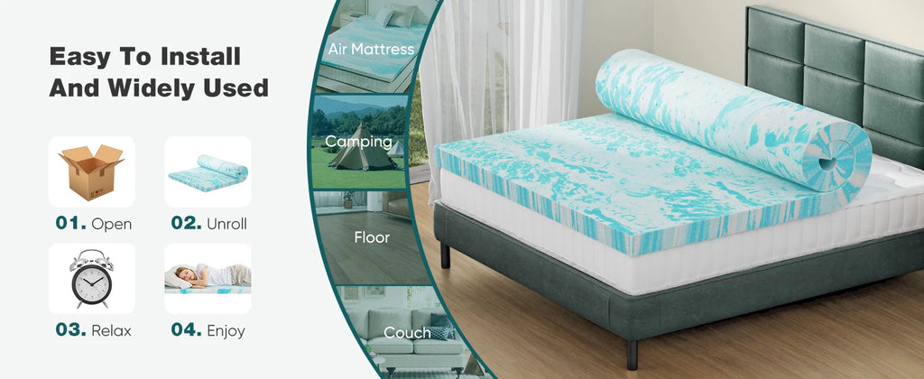 Cooling Gel Memory Foam Mattress Topper — 2 or 3 Inch