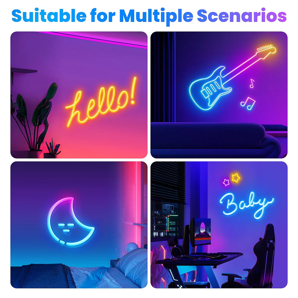 RGB LED Rope Lights — App & Remote Control, 10–30m
