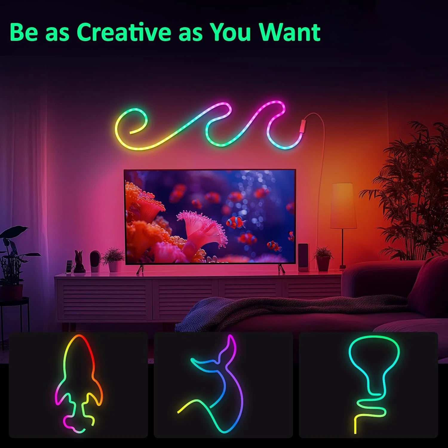 RGB LED Rope Lights — App & Remote Control, 10–30m