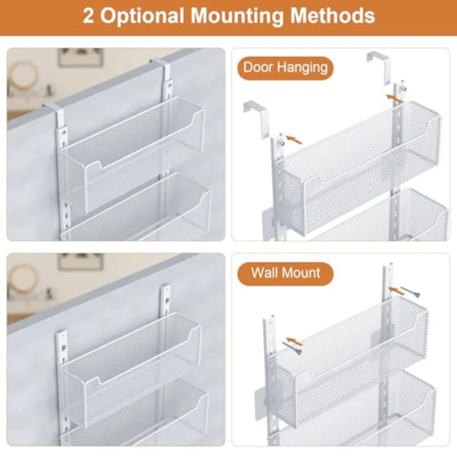 Over-Door Metal Organizer — 5 Adjustable Baskets