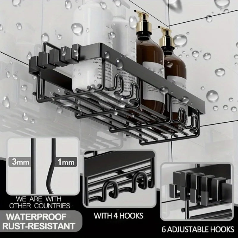 Adhesive Shower Caddy Shelf Set — 6 Pack, No Drilling
