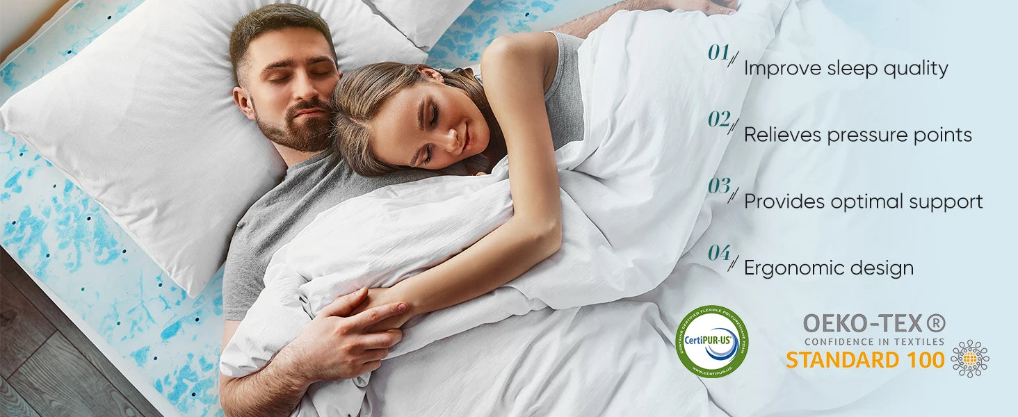 Cooling Gel Memory Foam Mattress Topper — 2 or 3 Inch