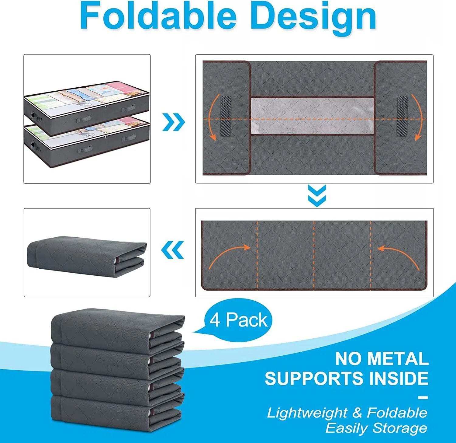 Under-Bed Storage Bags — Clear Window, Foldable