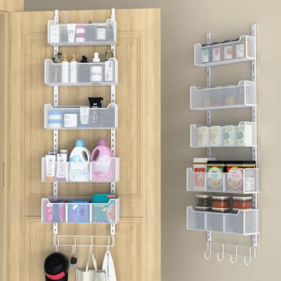 Over-Door Metal Organizer — 5 Adjustable Baskets