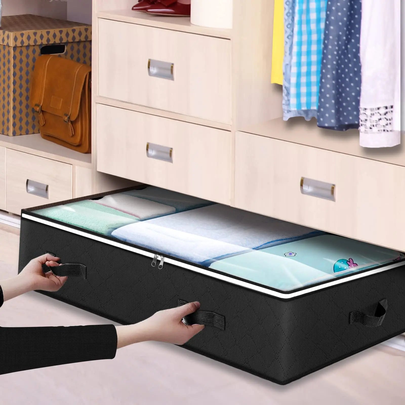 Under-Bed Storage Bags — Clear Window, Foldable