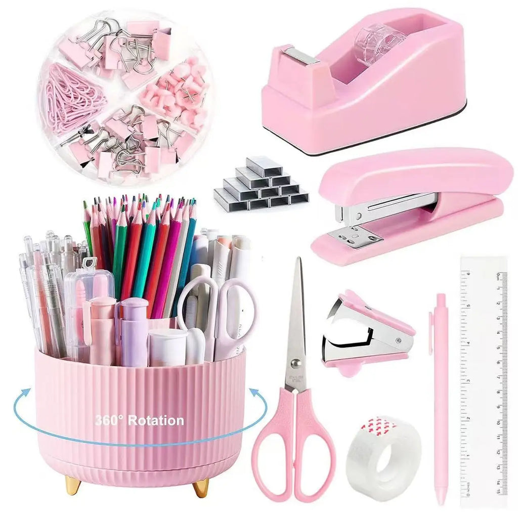 Desk Stationery Set — Stapler, Tape, Scissors & More