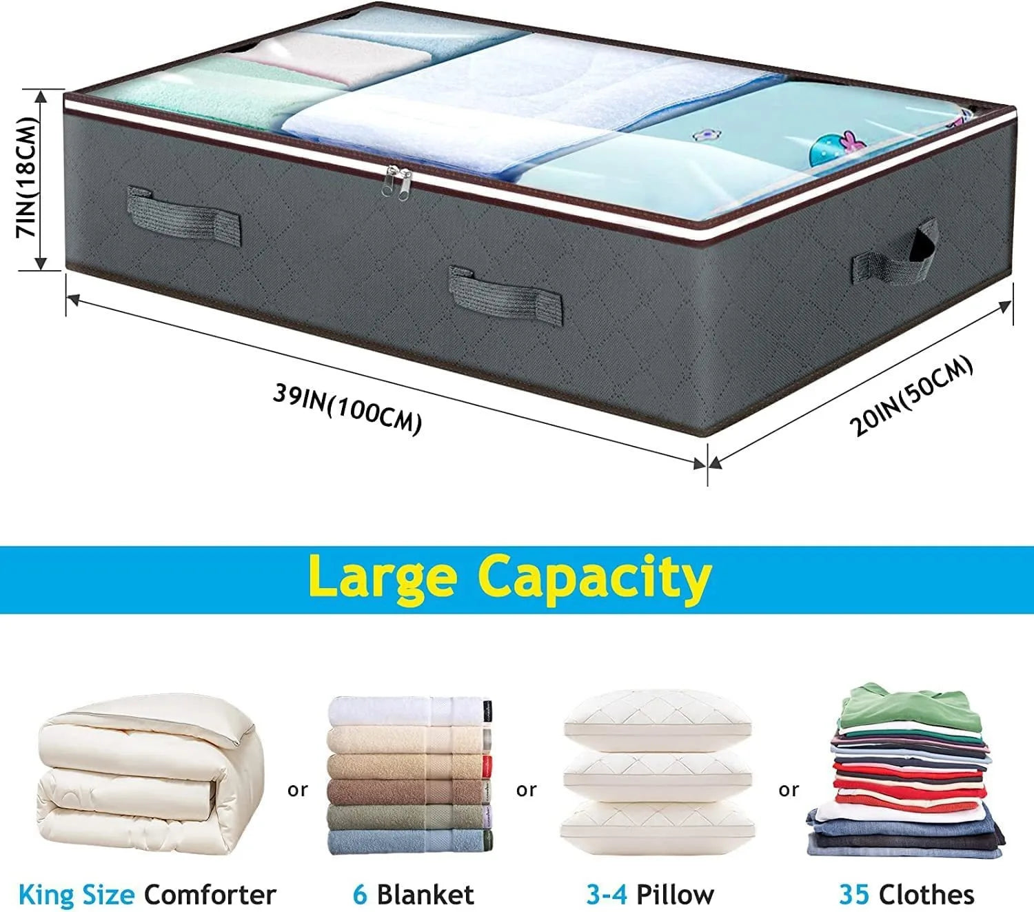 Under-Bed Storage Bags — Clear Window, Foldable
