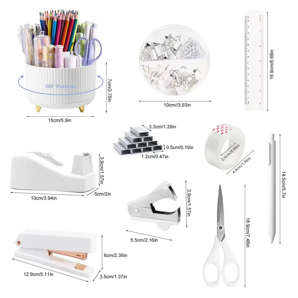 Desk Stationery Set — Stapler, Tape, Scissors & More