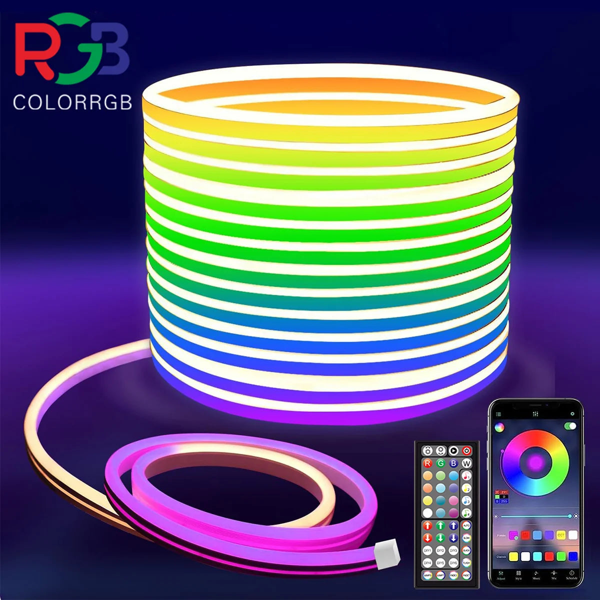 RGB LED Rope Lights — App & Remote Control, 10–30m