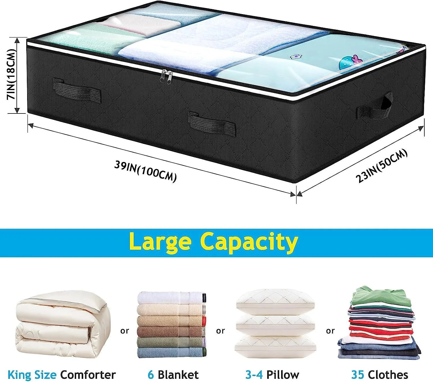 Under-Bed Storage Bags — Clear Window, Foldable