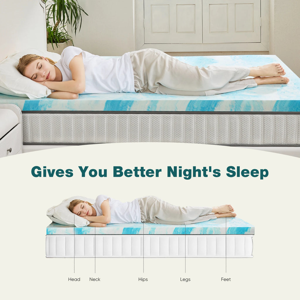 Cooling Gel Memory Foam Mattress Topper — 2 or 3 Inch