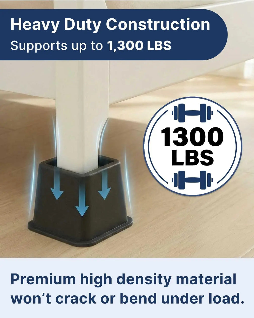 Adjustable Bed Risers — Set of 8, 3/5/8 Inch