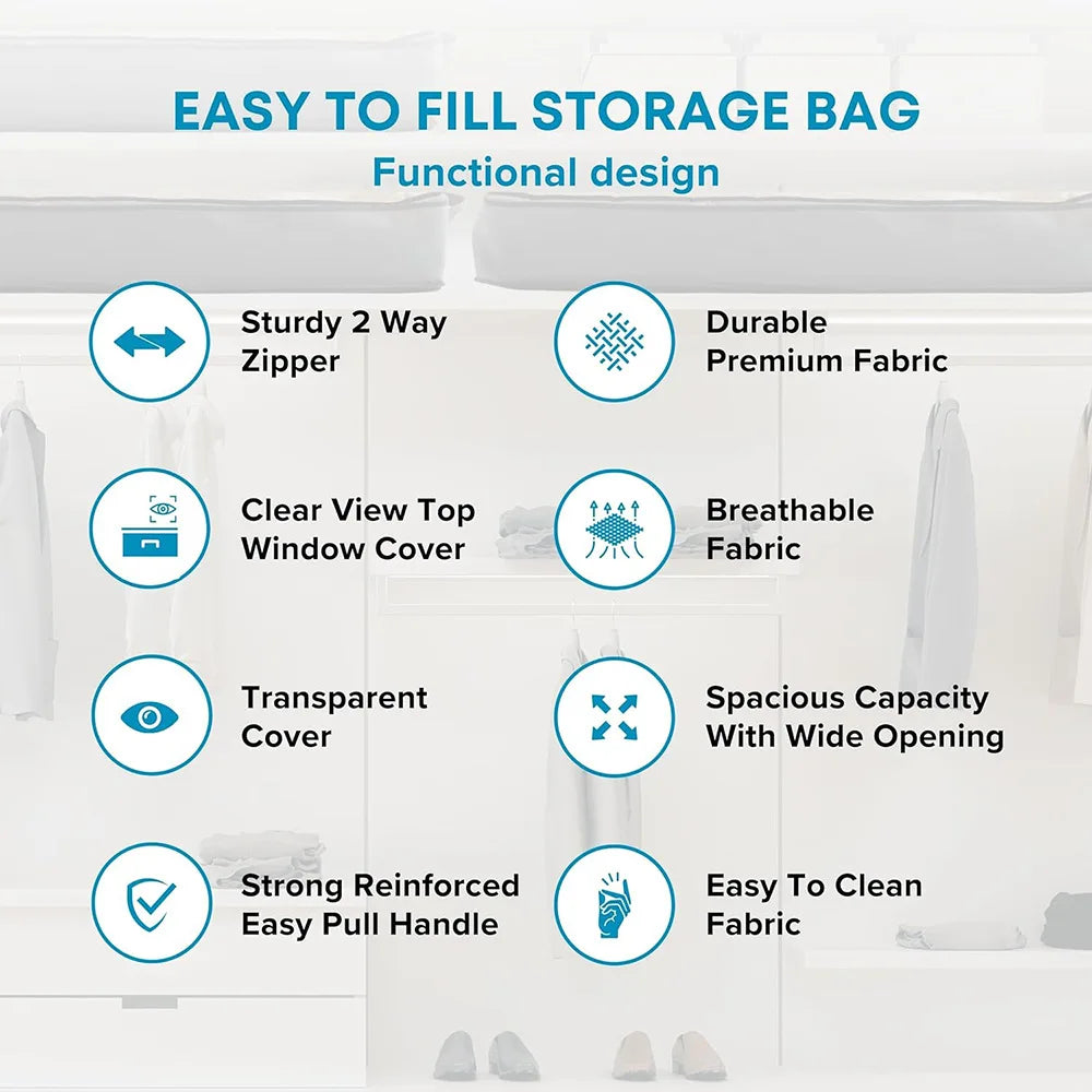 Under-Bed Storage Bags — Clear Window, Foldable