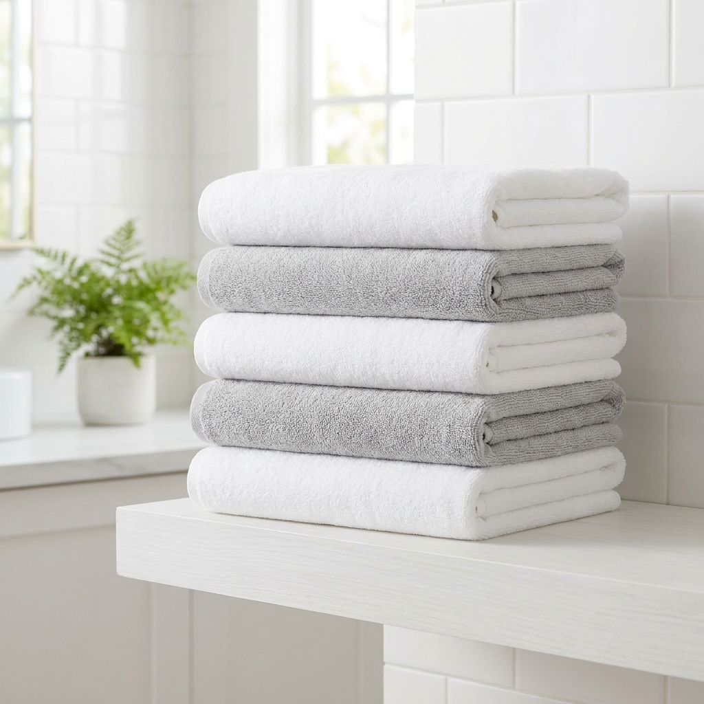 Quick-Dry Microfiber Towel Set folded on shelf
