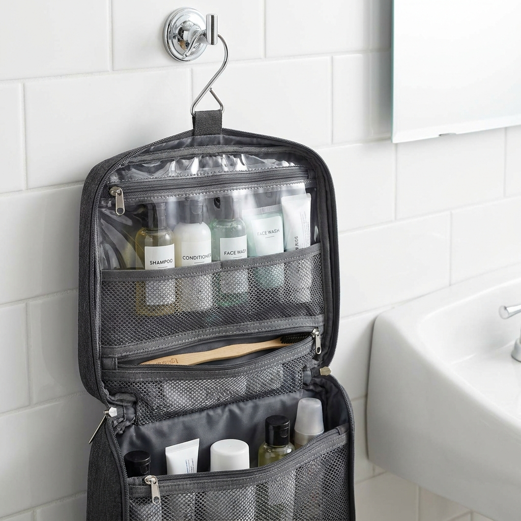 Hanging Toiletry Bag interior pocket detail
