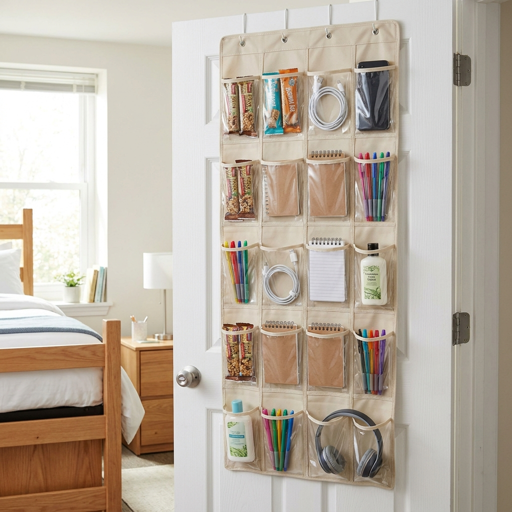 Over-door pocket organizer lifestyle