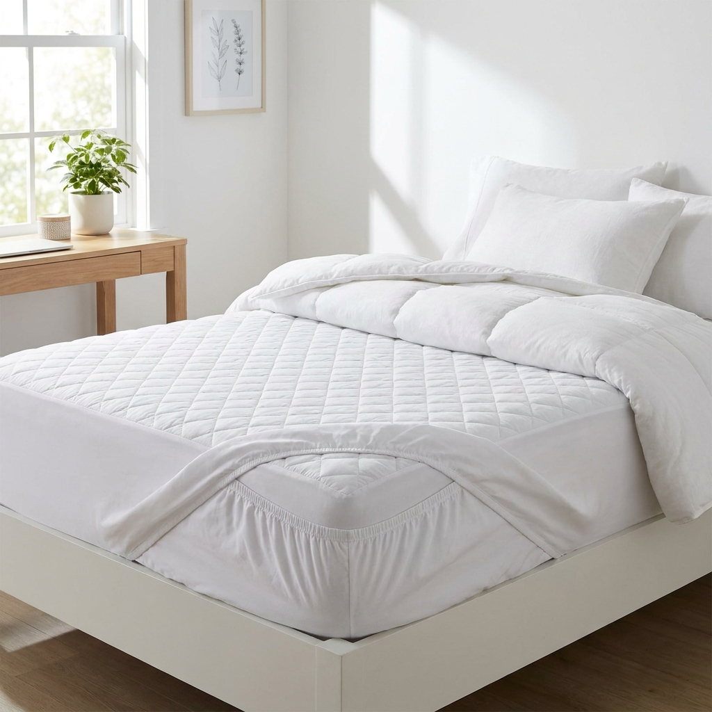 Quilted mattress protector corner detail