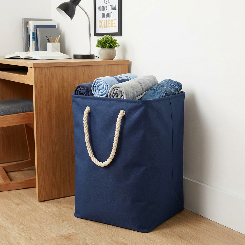 Foldable laundry hamper with handles