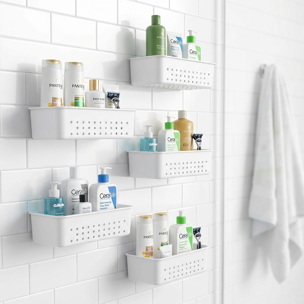 6-pack adhesive shelf set dorm bathroom