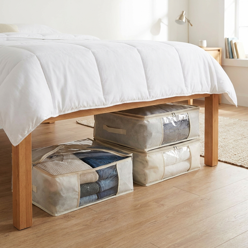 Clear window under-bed storage lifestyle